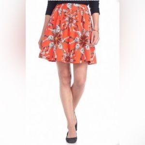 Crown and Ivy Skirt Orange Navy White with Giraffes Size 14